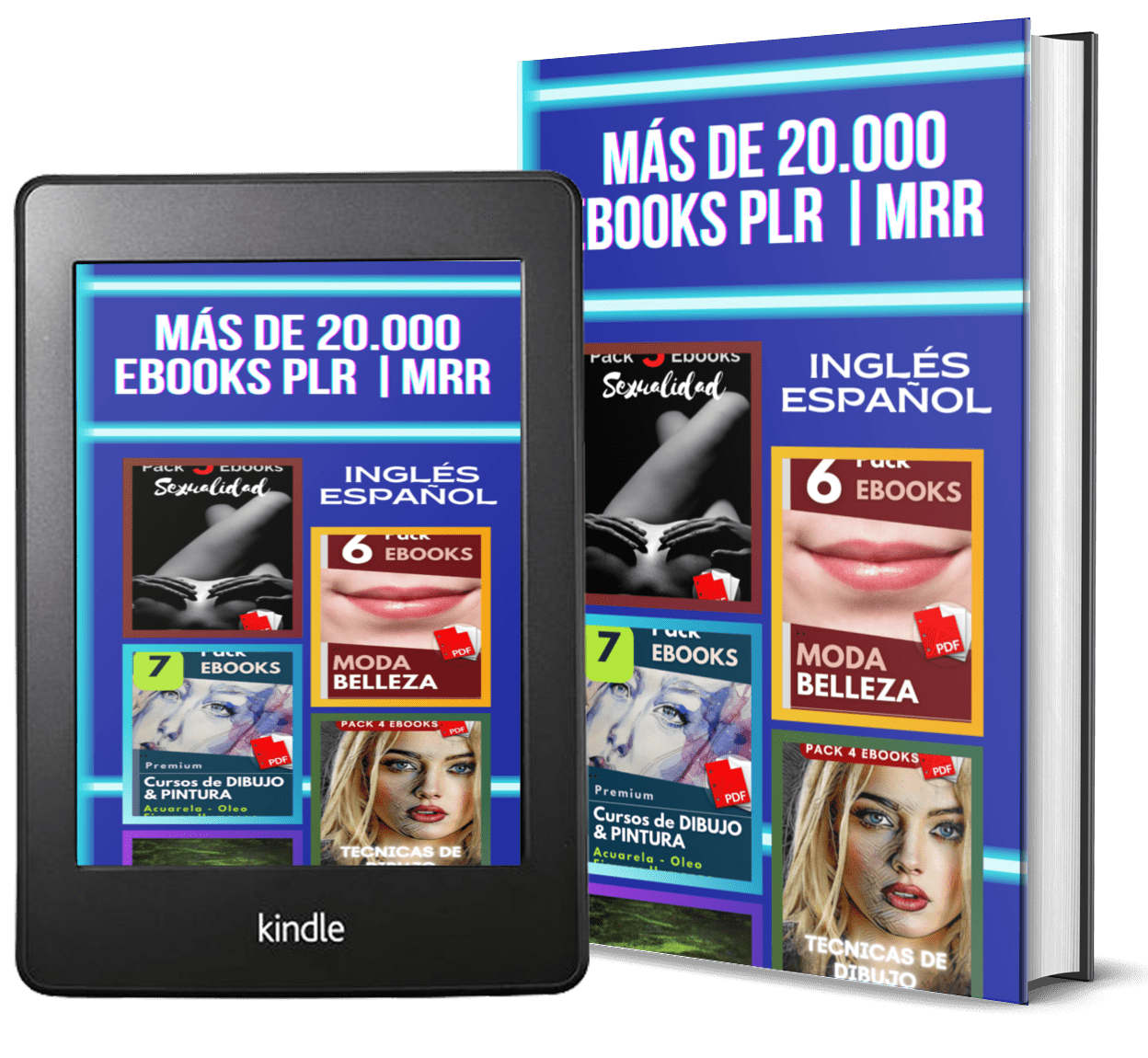 Portada + de 20.000 Ebooks PLR MRR